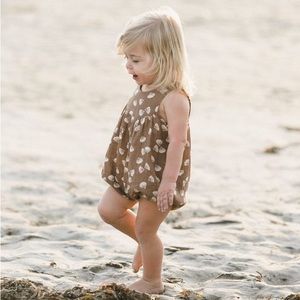 Rylee + Cru brown onesie with seashells